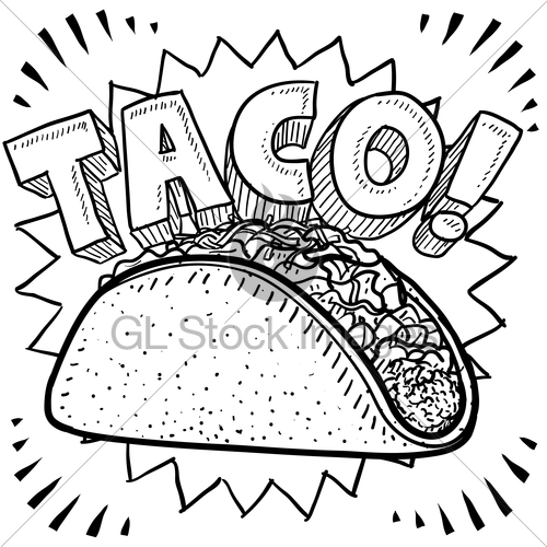 Taco gl stock images. Tacos clipart sketch