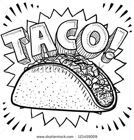 Tacos clipart sketch. Doodle style mexican food