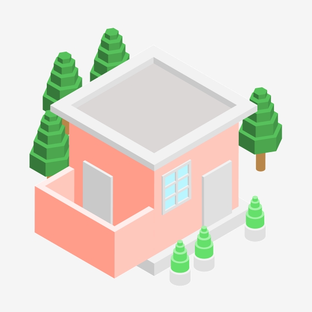  d pink building. Tall clipart flat house