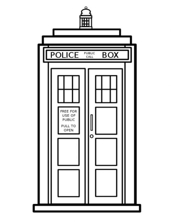 tardis clipart coloring page