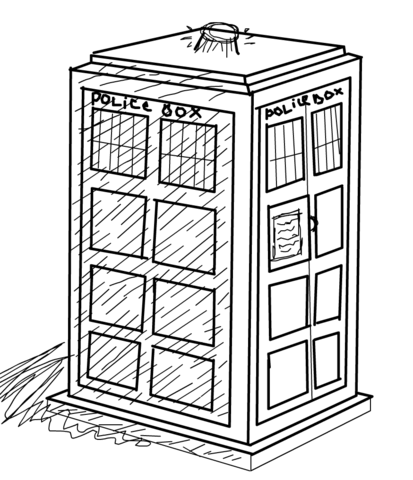 tardis clipart coloring page