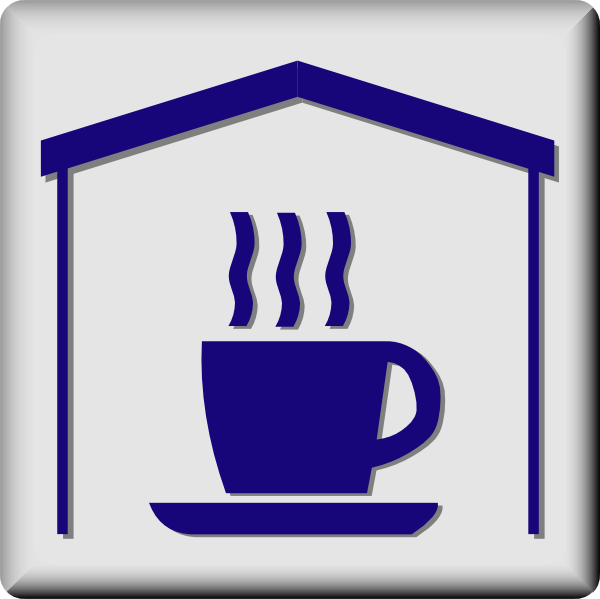 Hotel icon in coffee. Tea clipart tea room