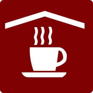 Hotel icon in coffee. Tea clipart tea room