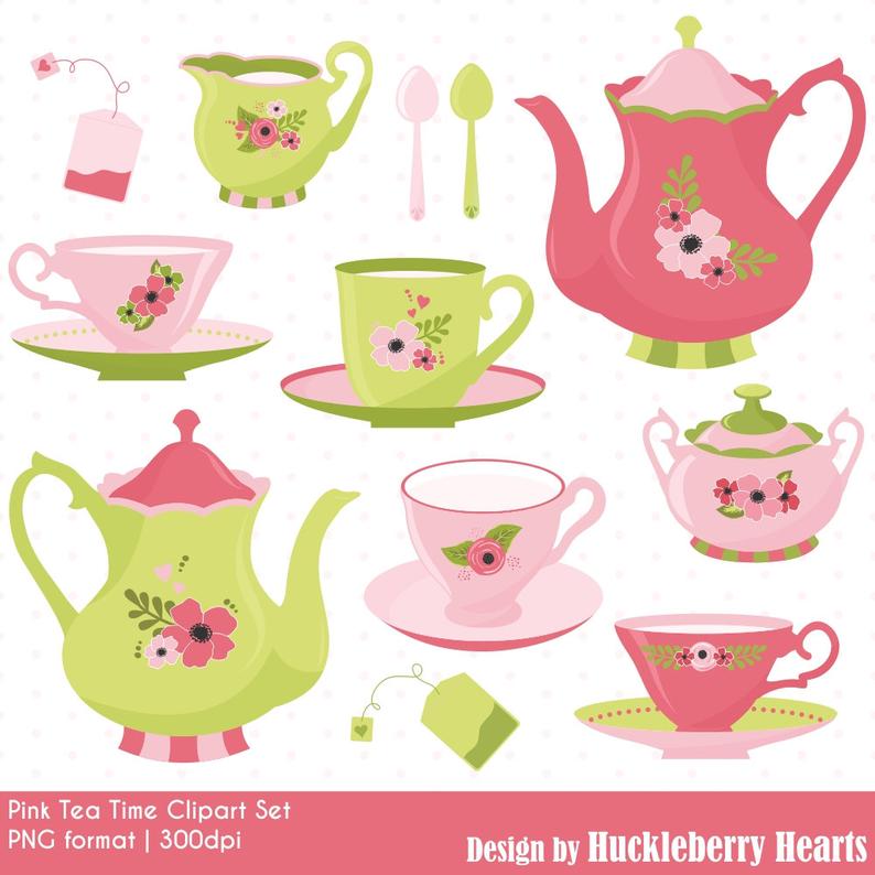Tea clipart tea time. Party cups pots printable
