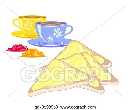 Tea clipart tea toast. Vector illustration buttered eps