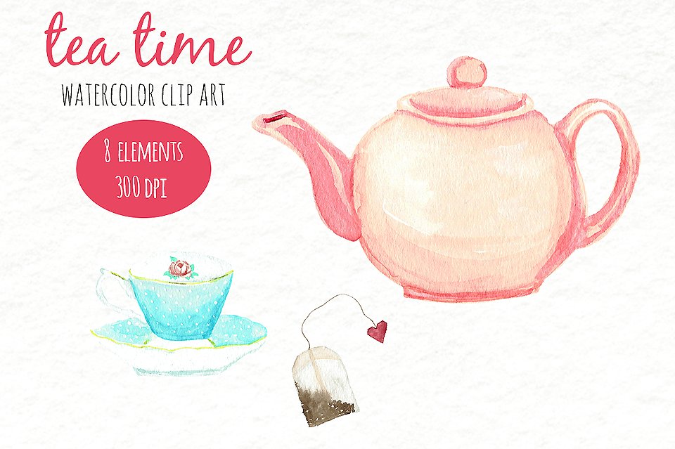 tea clipart watercolor