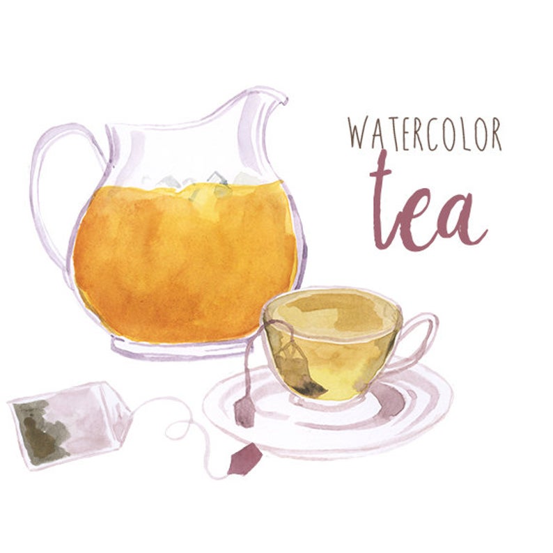 tea clipart watercolor
