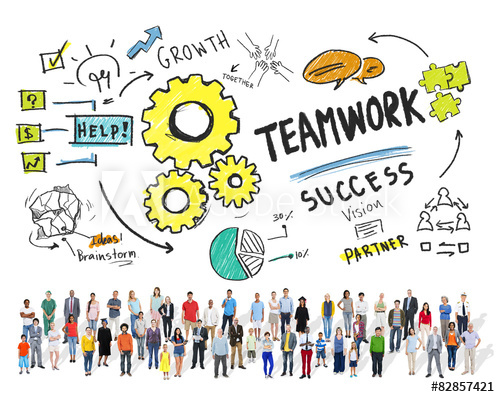 Collaboration people diversity concept. Teamwork clipart diverse community