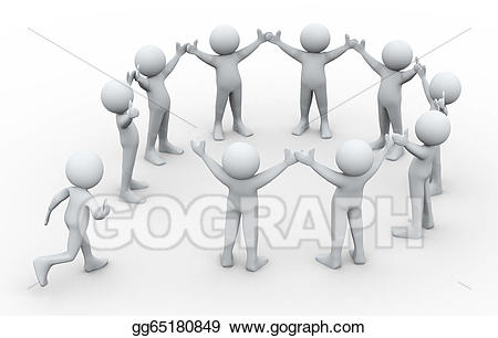 Drawing d person joining. Teamwork clipart free 3d man
