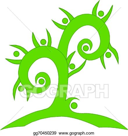 Vector art swirly tree. Teamwork clipart green