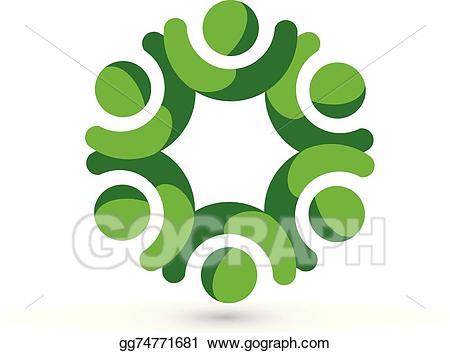 Vector unity people logo. Teamwork clipart green