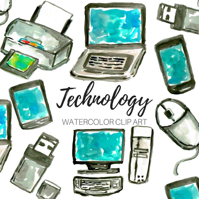technology clipart watercolor