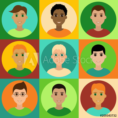 Cute children male avatar. Teen clipart teenager face