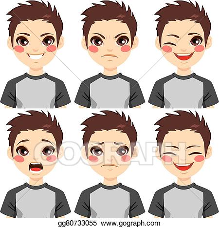 Teen clipart teenager face. Vector art teenage boy