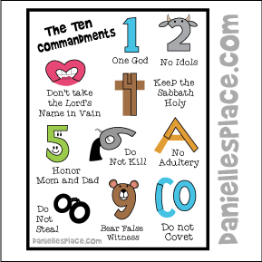 Number pictures printable . Ten commandments clipart preschooler craft