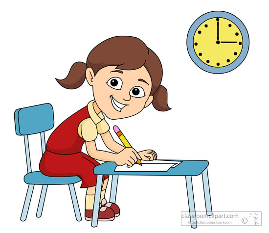 School student sitting at. Writer clipart testing