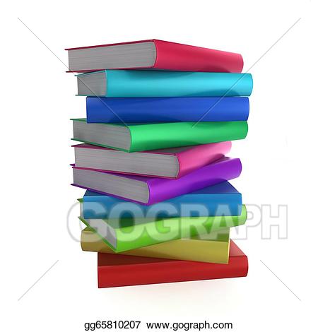 Drawing stack of coloured. Textbook clipart colourful book