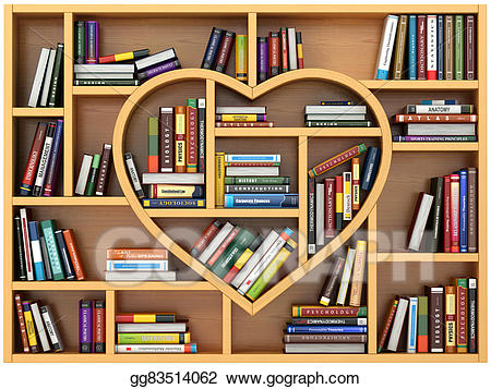 Drawing education concept bookshelf. Textbook clipart old book