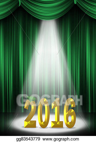 Theatre clipart graduation stage. Stock illustration gold and