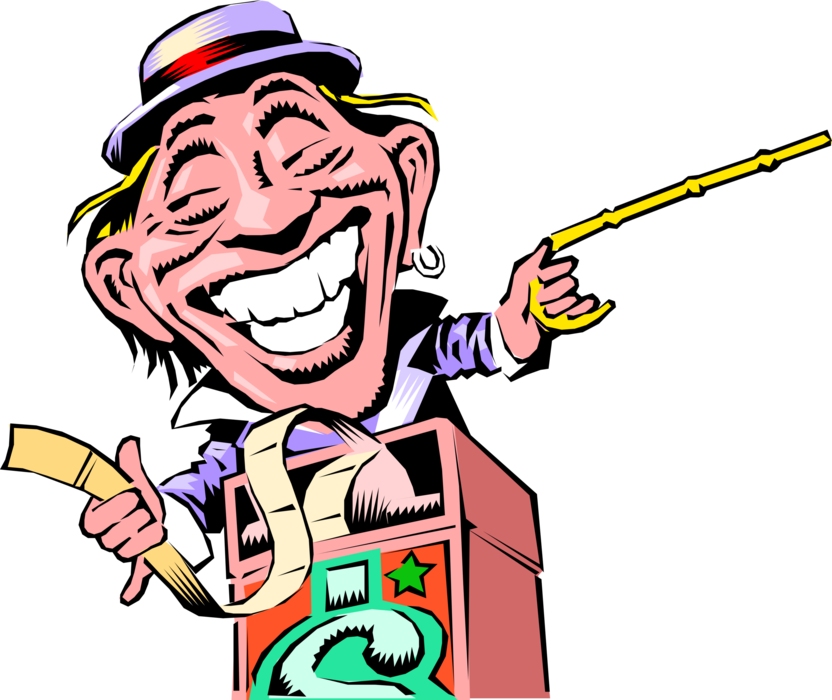 Ticket clipart carnival person. Circus huckster sells tickets