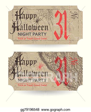 Vector illustration vintage to. Ticket clipart halloween