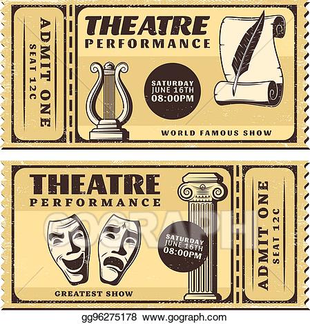 Eps vector vintage horizontal. Ticket clipart theatre performance