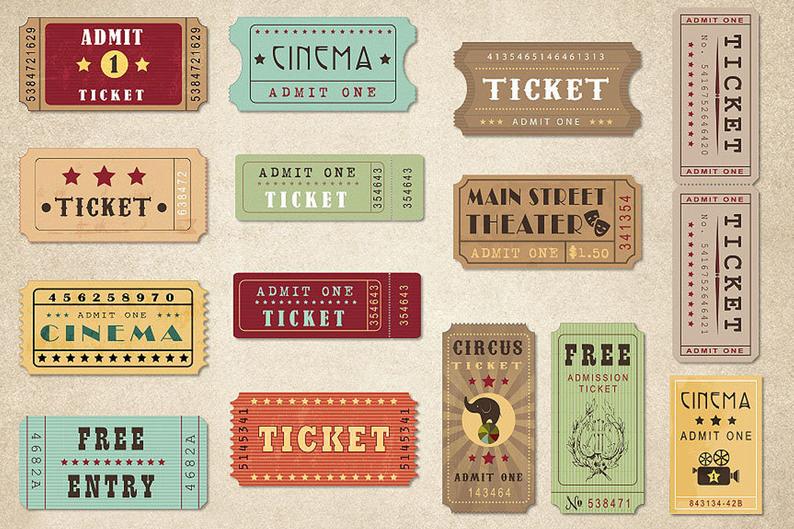 tickets clipart vintage