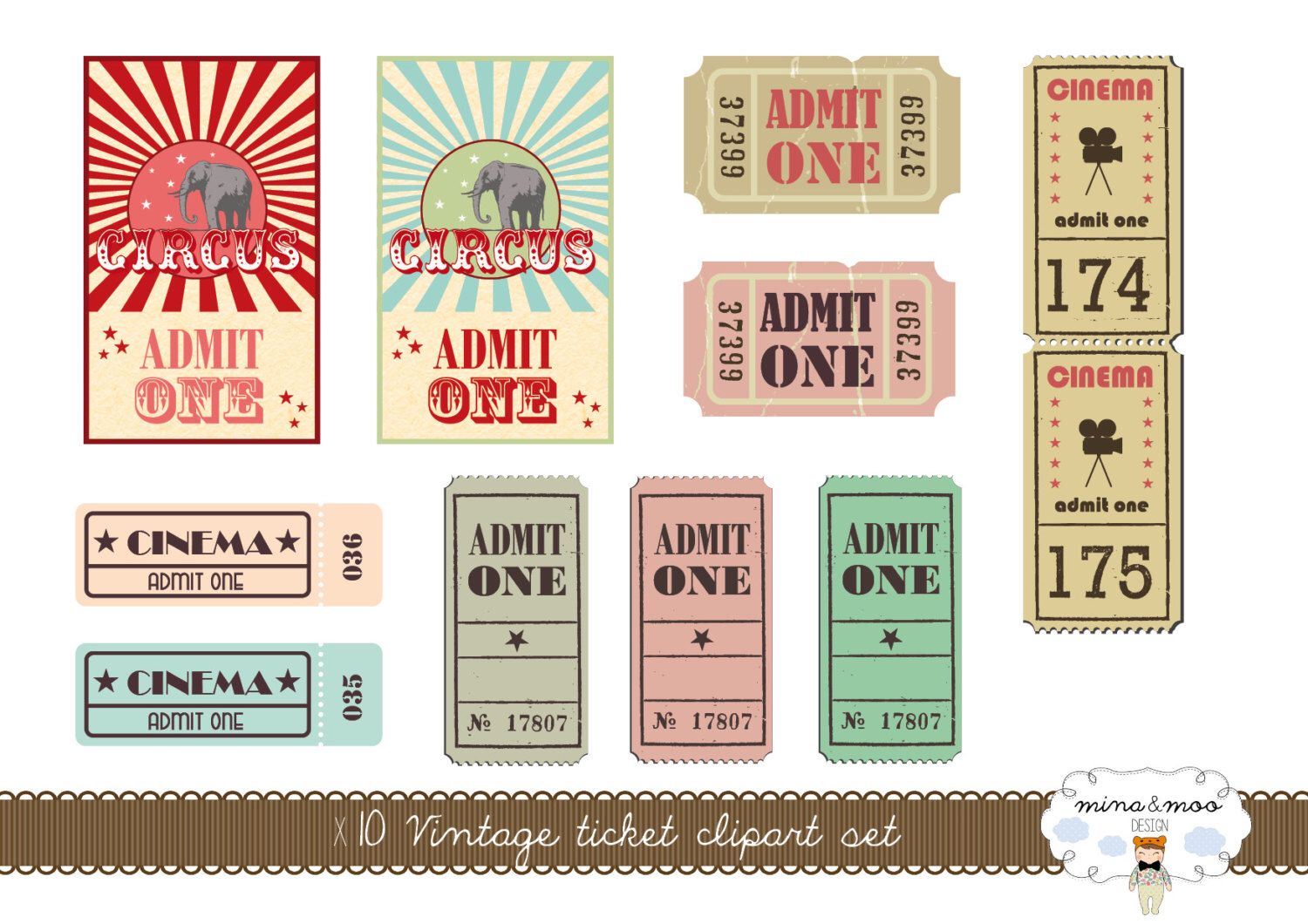 tickets clipart vintage