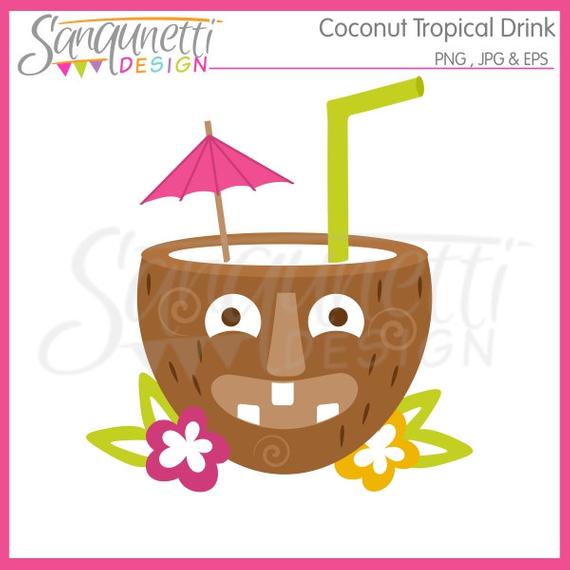 Tiki clipart coconut cup. Tropical drink summer instant