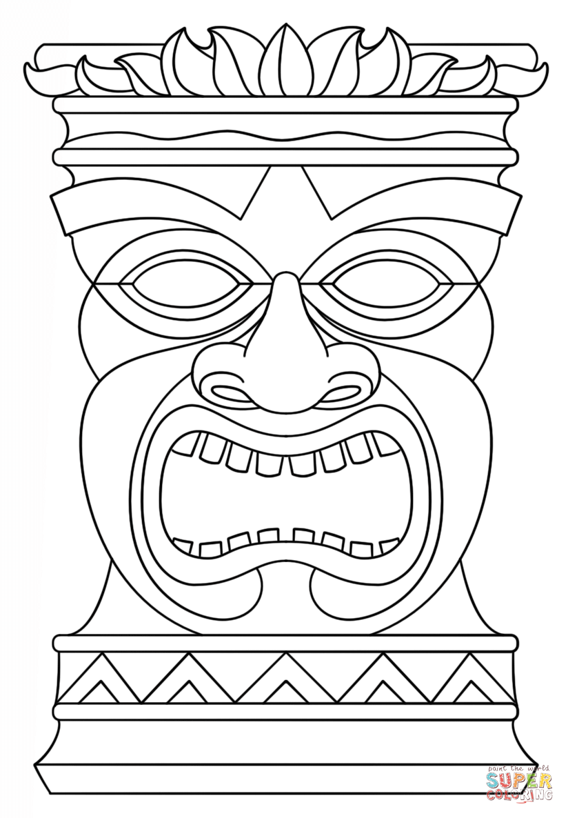 tiki clipart coloring page