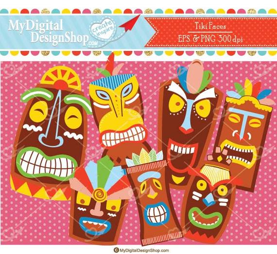 Tiki clipart faces. Sale vector eps png