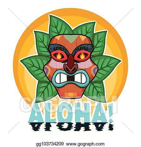 Vector art face decoration. Tiki clipart faces