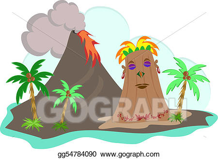 Eps illustration with lava. Tiki clipart island