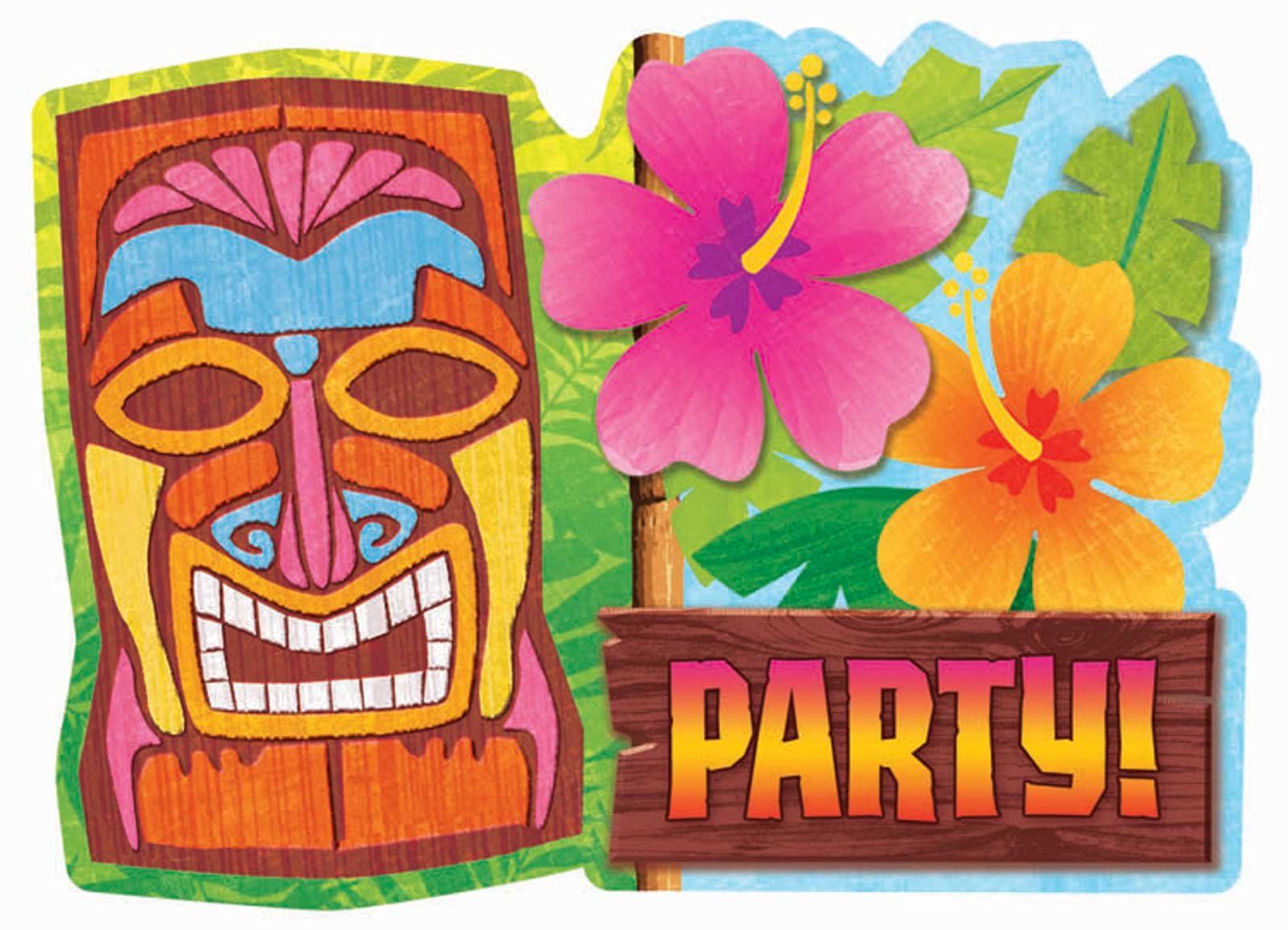 Hawaiian party background invitations. Tiki clipart luau invitation