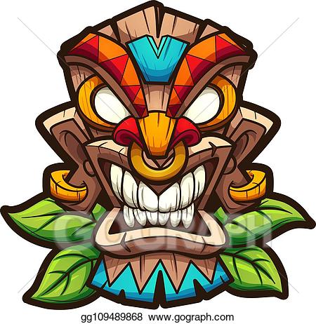 Eps illustration mask vector. Tiki clipart simple
