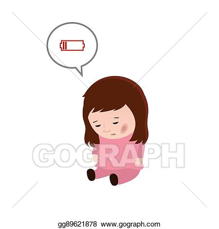 Vector illustration fatigue syndrome. Tired clipart chronic
