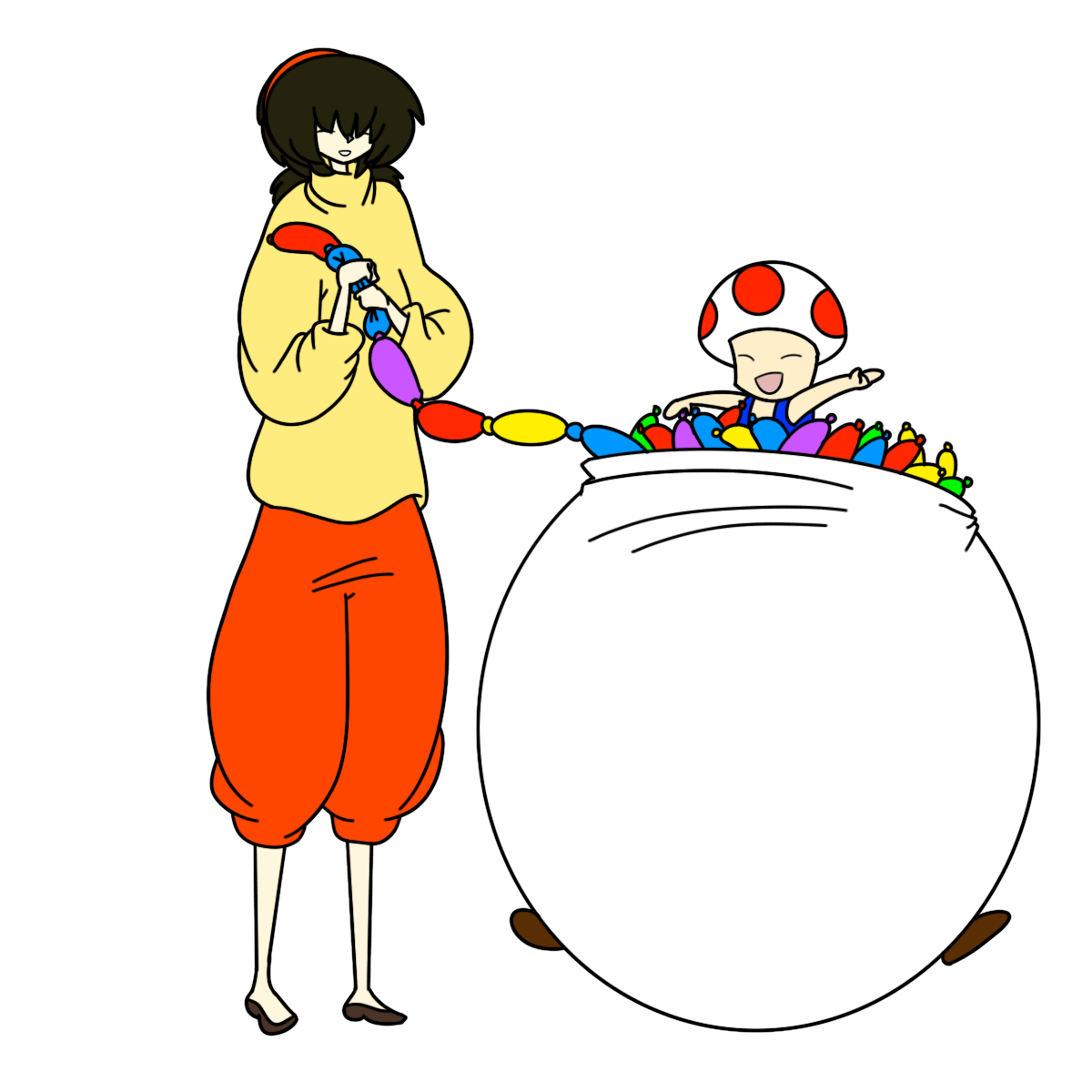 Stellaluna inflated with balloon. Toad clipart boy