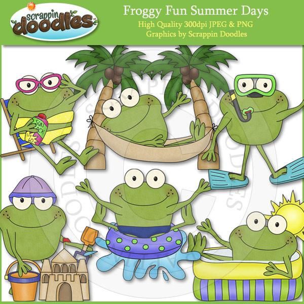 Froggy fun summer days. Toad clipart scrappin doodles