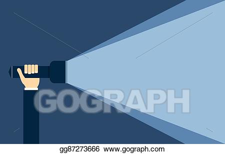 Torch clipart flashlight beam. Vector stock flat style
