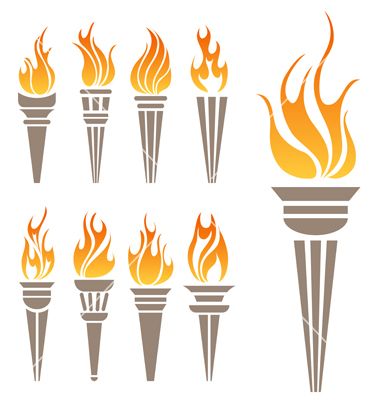 Heraldic torches symbol set. Torch clipart knowledge
