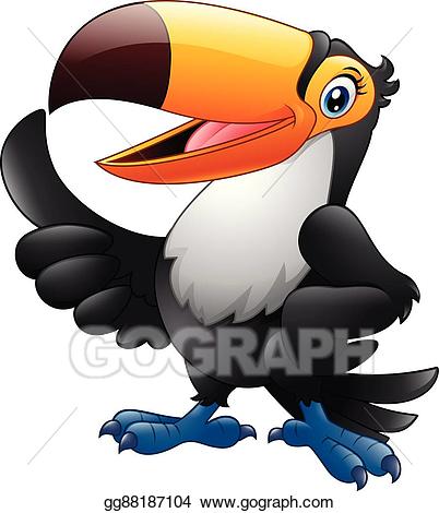 Toucan clipart cartoon. Vector art funny drawing
