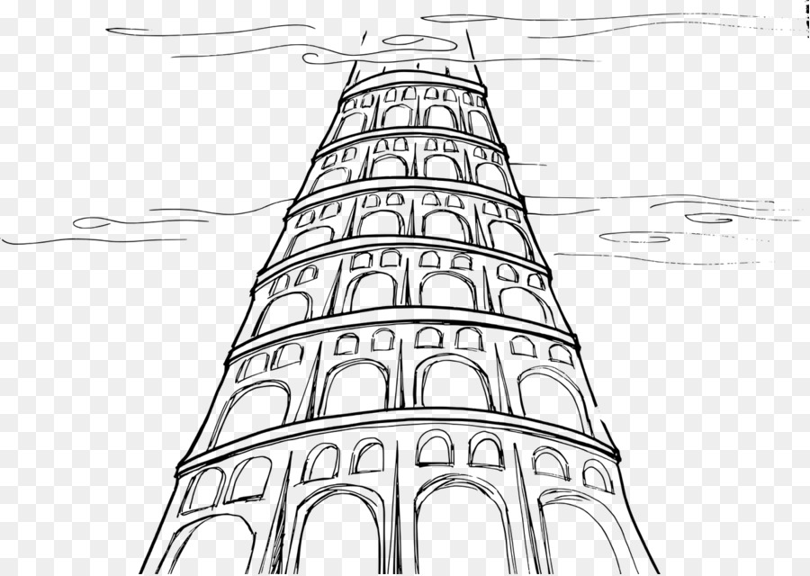 Book black and white. Tower clipart babel