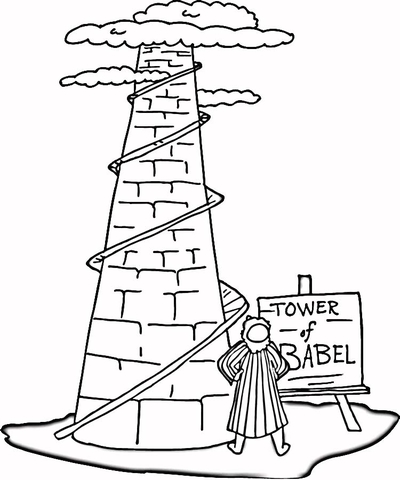 Tower clipart coloring page. Of babel free printable