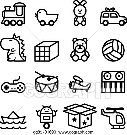 Eps vector icon set. Toy clipart outline