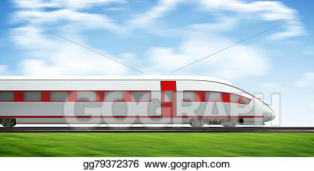 Train moving forward on. Track clipart side view