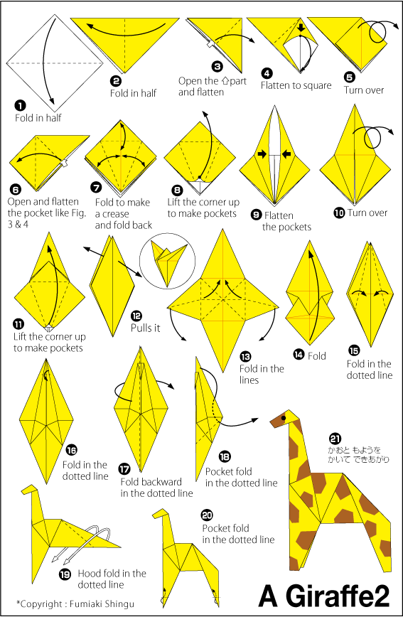 Origami giraffe easy instructions. Trail clipart paper airplane