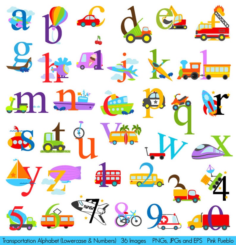 transportation clipart alphabet