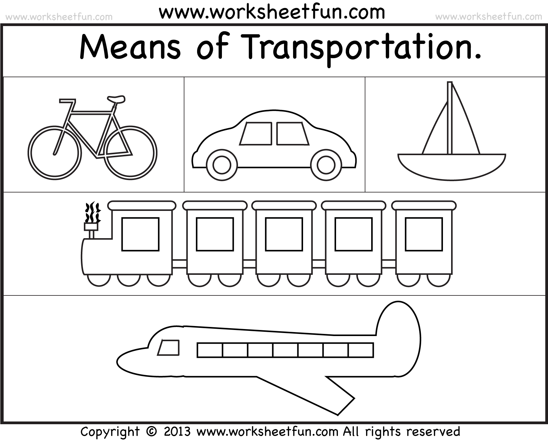 transportation clipart worksheet