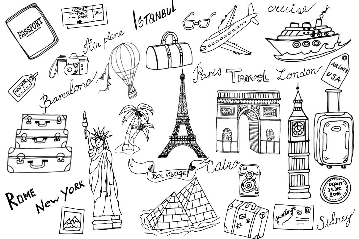 traveling clipart doodle