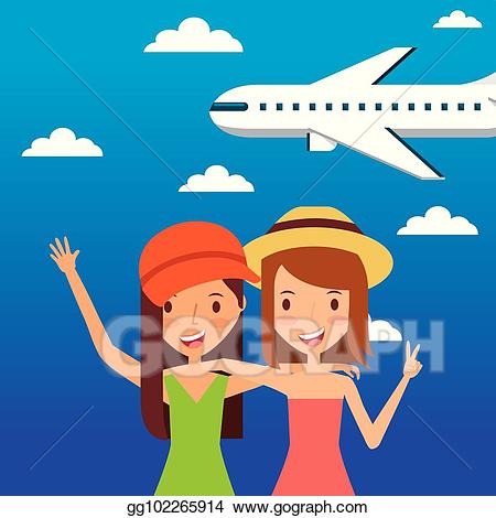 traveling clipart female tourist